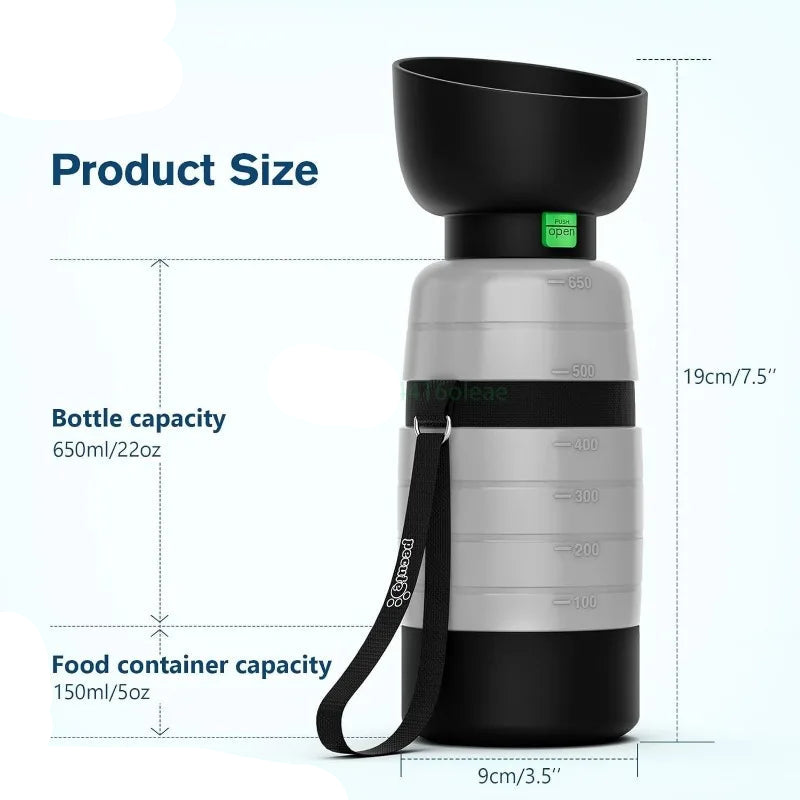 Dog Water Bottle with Food Container