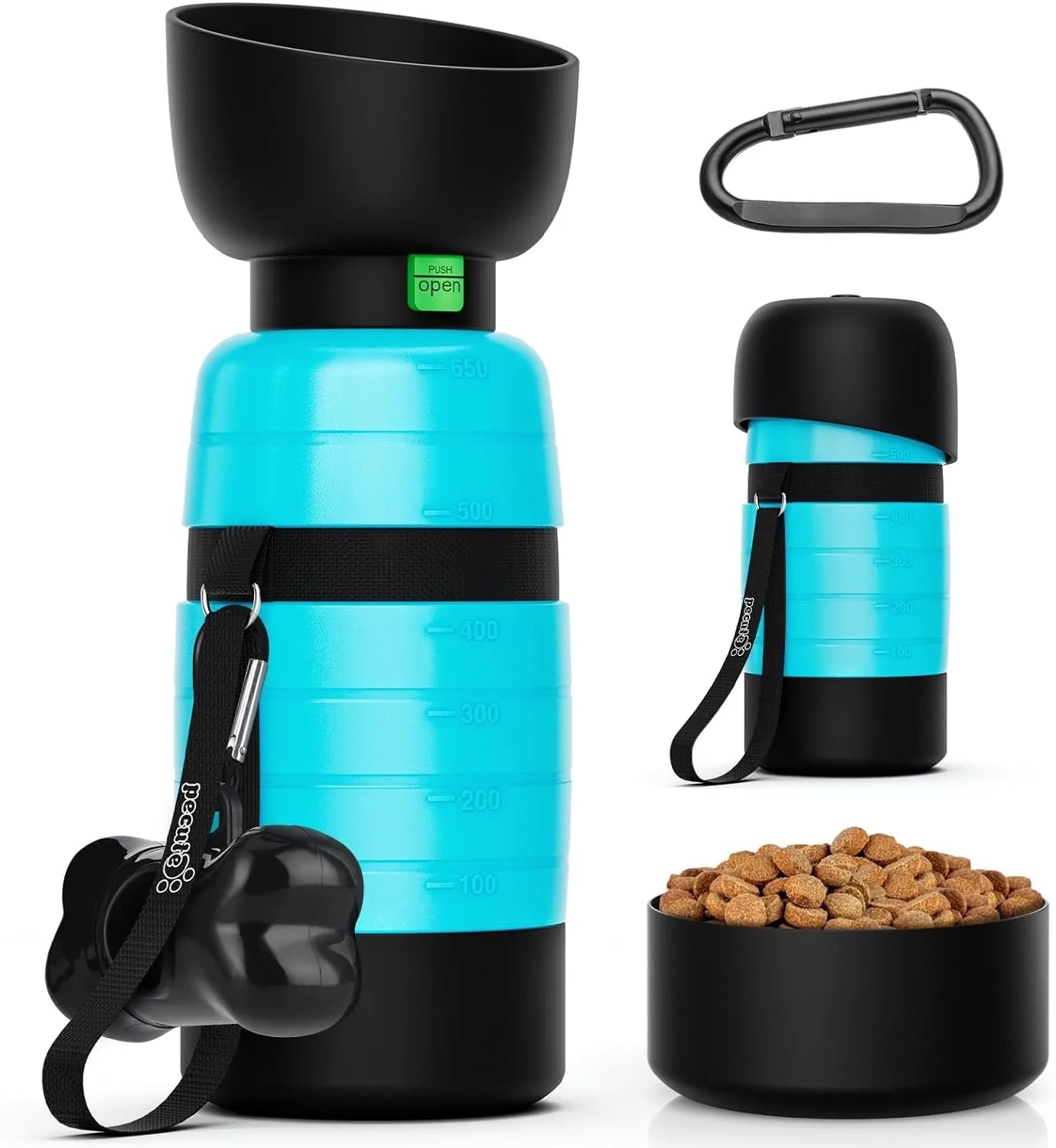 Dog Water Bottle with Food Container